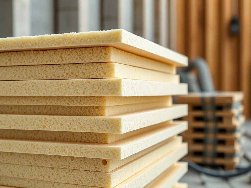 Close-up of high-quality mineral wool and EPS insulation boa