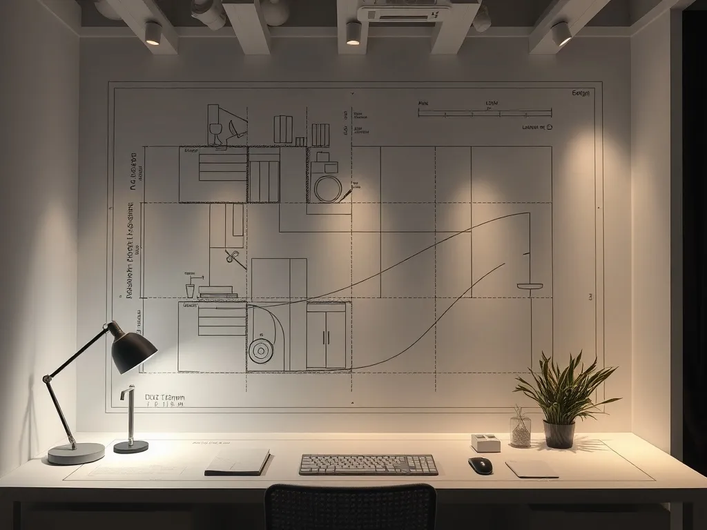 A technical top-down architectural lighting plan with isolin